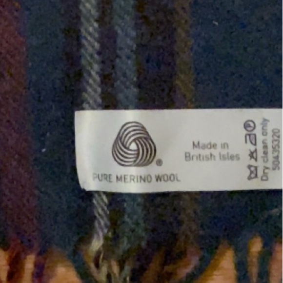 Plaid Wool Scarf in Teal and Burgundy - Picture 4 of 10